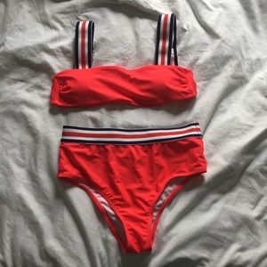 red high waited bikini